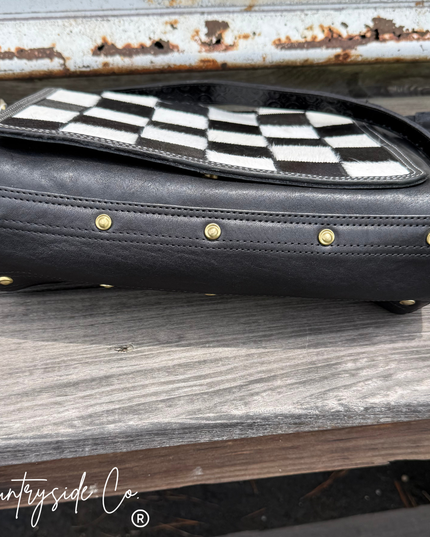 Bandera Nights Checkered Cowhide Purse