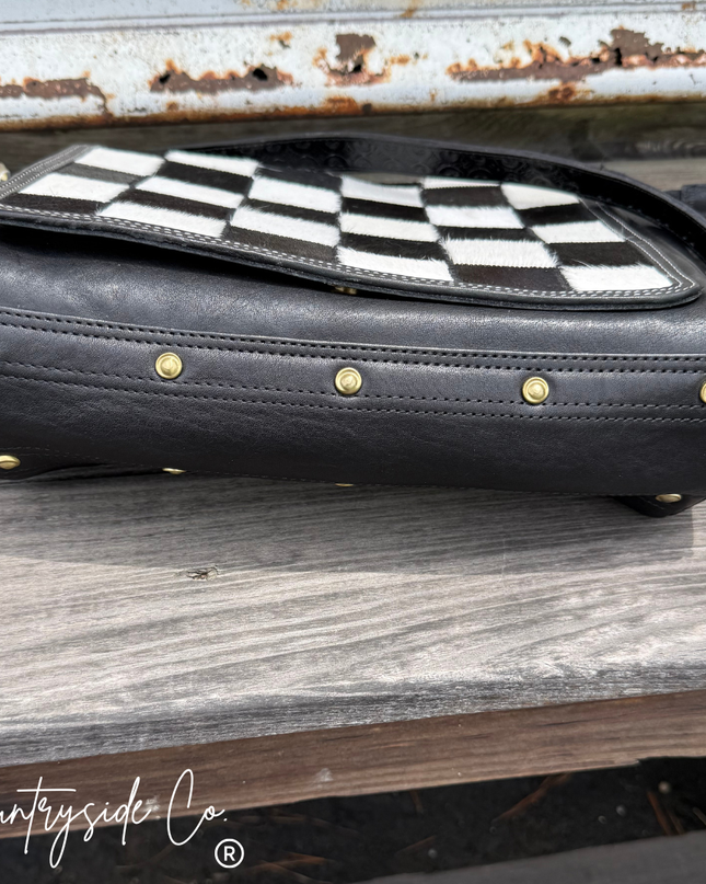 Bandera Nights Checkered Cowhide Purse