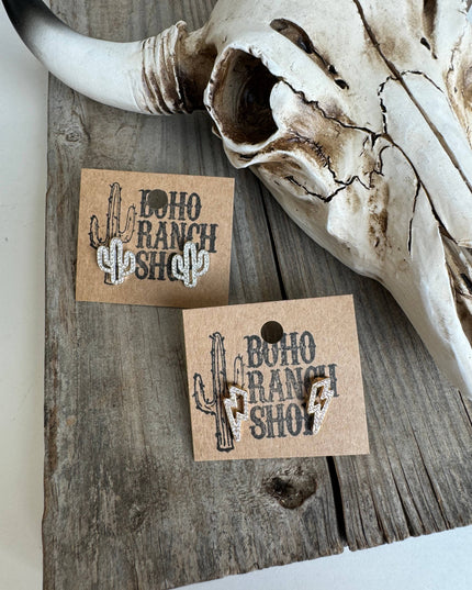 Western cut out paved Stud earrings - cowboy boots hat bow 