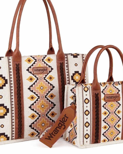 Wrangler Southwestern Print Large Tote & Small Canvas Tote/C
