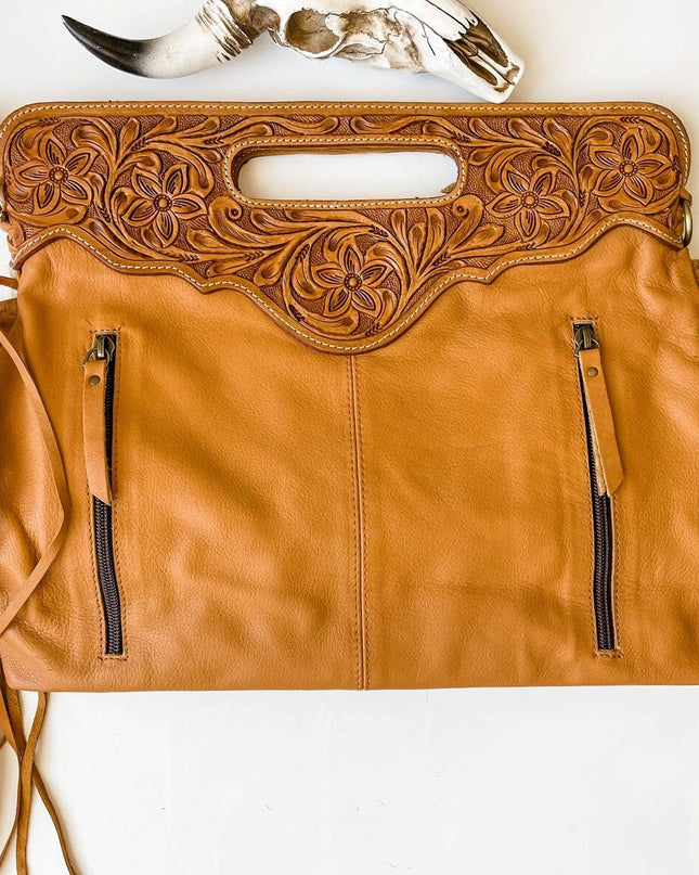 The Maggie Cowhide Leather Crossbody + Back zippered pockets