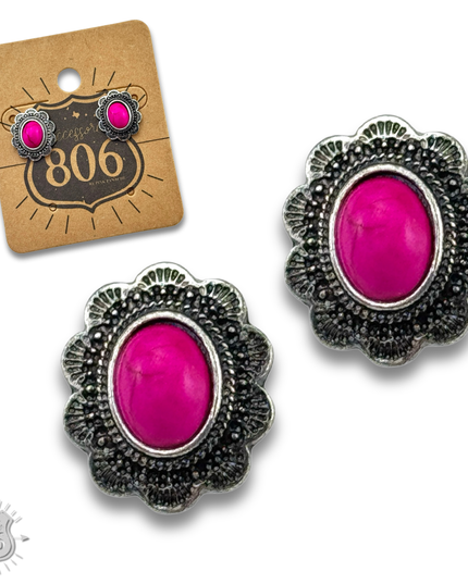 Western mini concho post earring