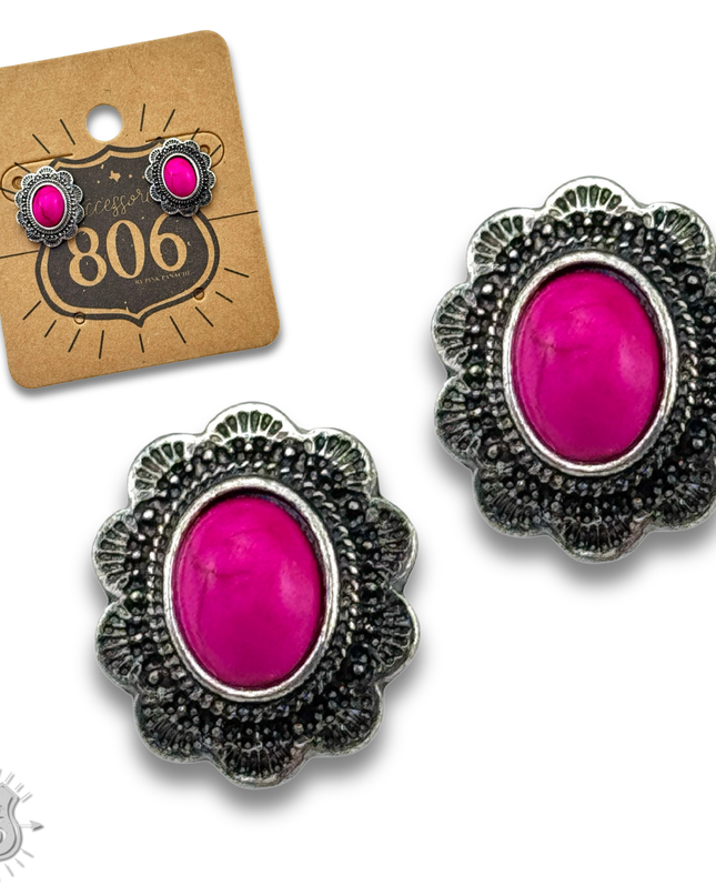 Western mini concho post earring