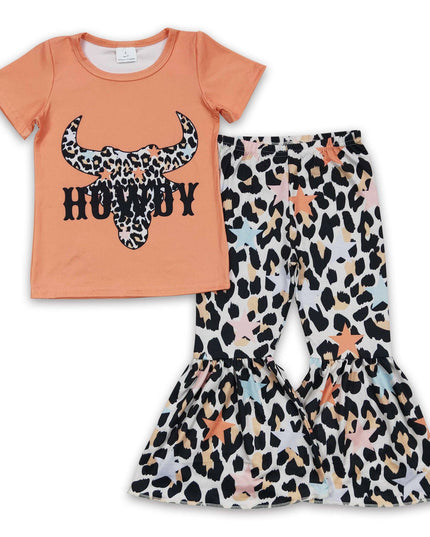 Howdy leopard cow girls western clothing set