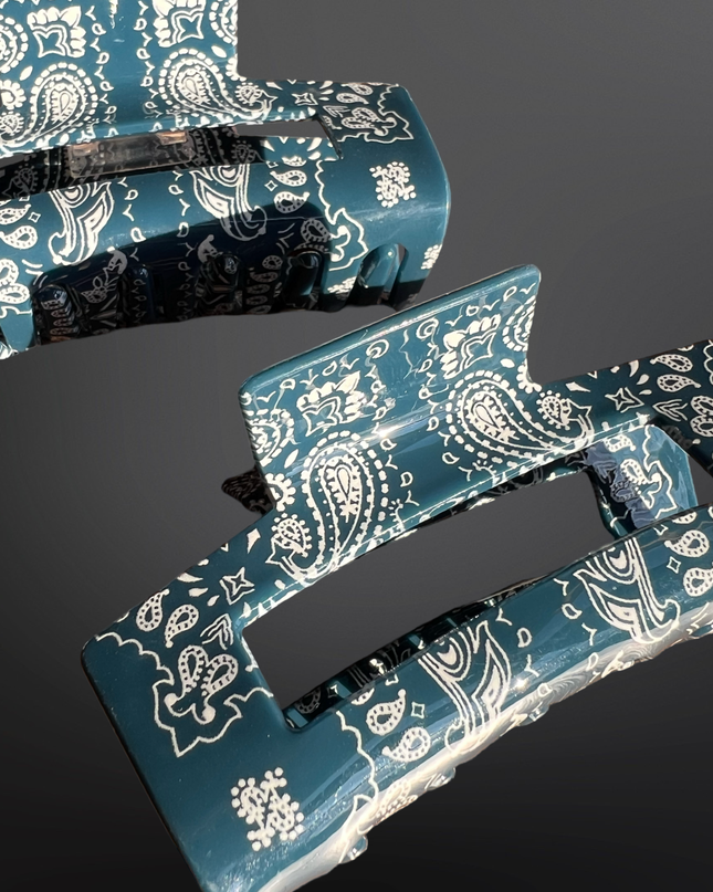 Western Paisley Bandana Print Claw Clip
