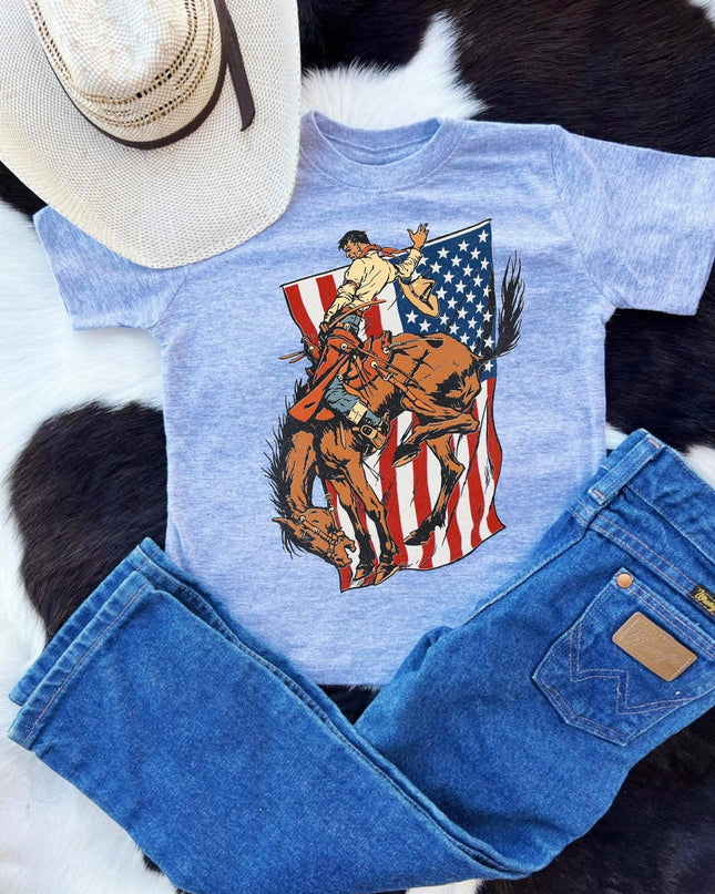 Cowboy and USA flag 