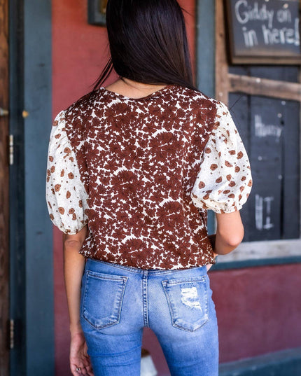 Bountiful Blooms Top, Brown