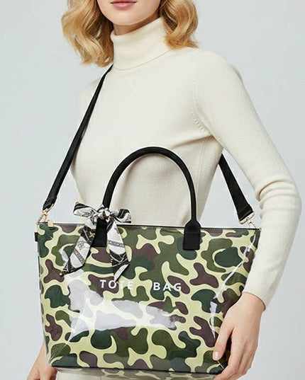 PVC handbag leopard camo crossbody bag
