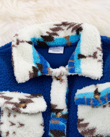 ROYAL BLUE BUTTON UP SHERPA SHACKET. TPG60153005SOL