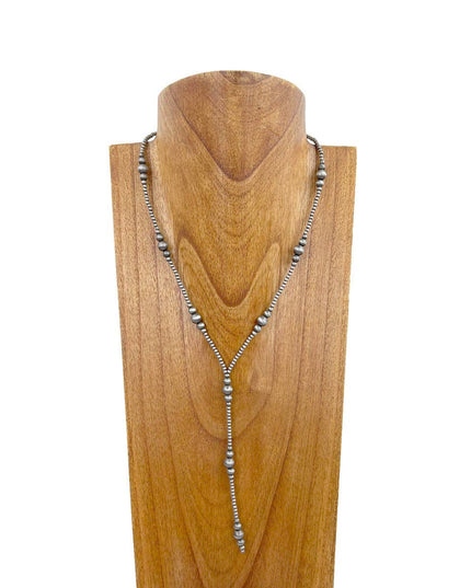 NKS231216-05                        20 inches silver Navajo pearl beads Necklace