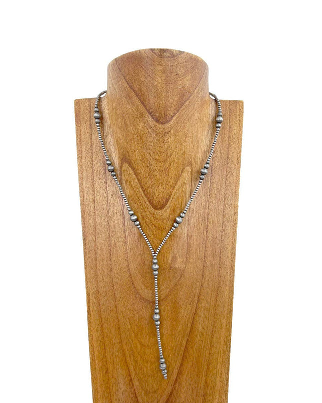 NKS231216-05                        20 inches silver Navajo pearl beads Necklace