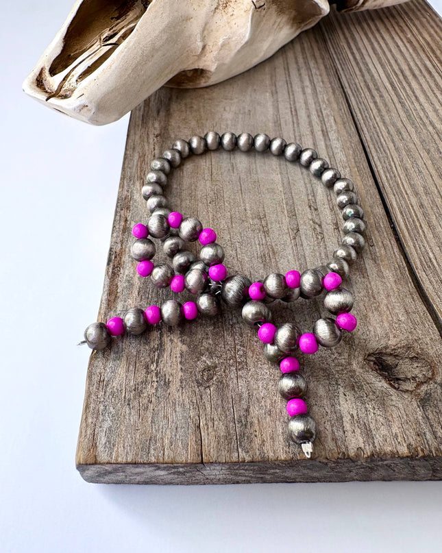Western Navajo Style Pearl Bow Coquette Stretch Bracelet