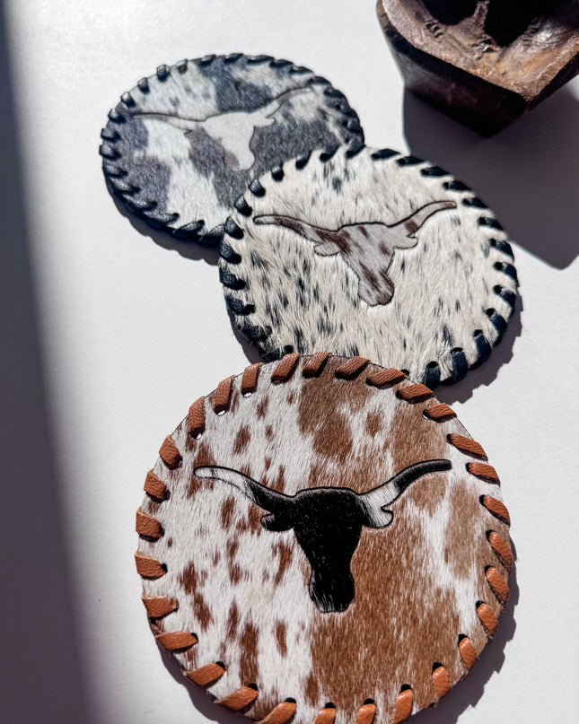 Genuine Cowhide Leather Coasters P| Western Hair-On Hide