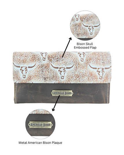 Women’s Brown Turquoise Bison Clutch ABLW 18-2548