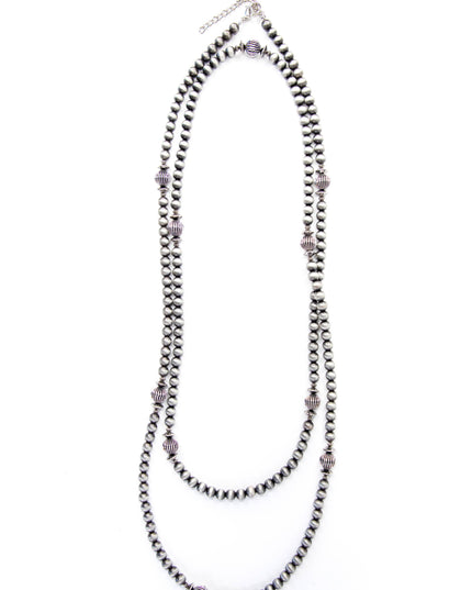 66" Faux Navajo Pearl Necklace w/ Melon Bead Accents