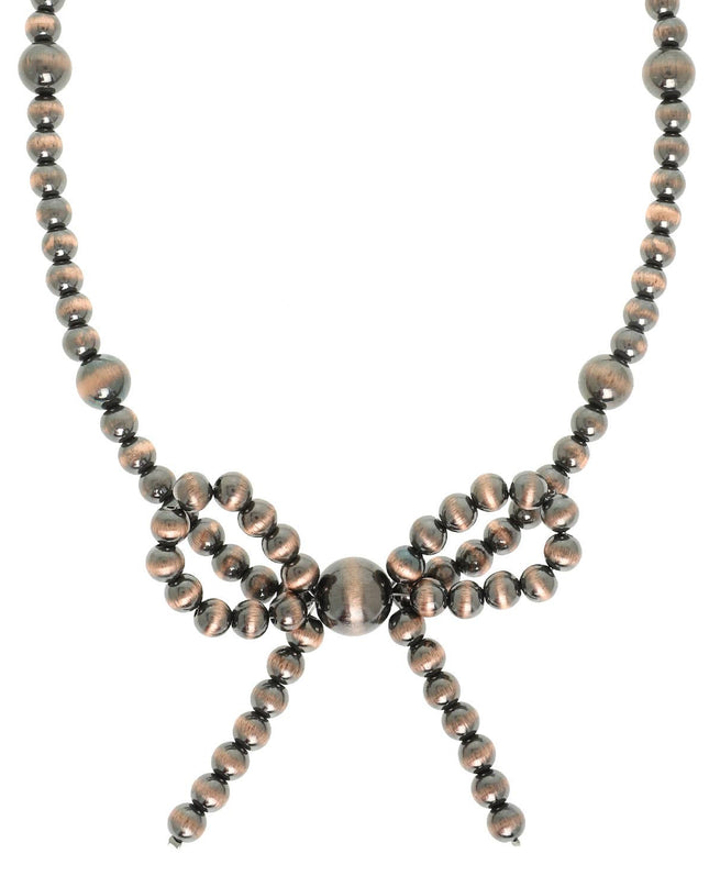 Western Bow Knot Pendant Pearl Bead Necklace