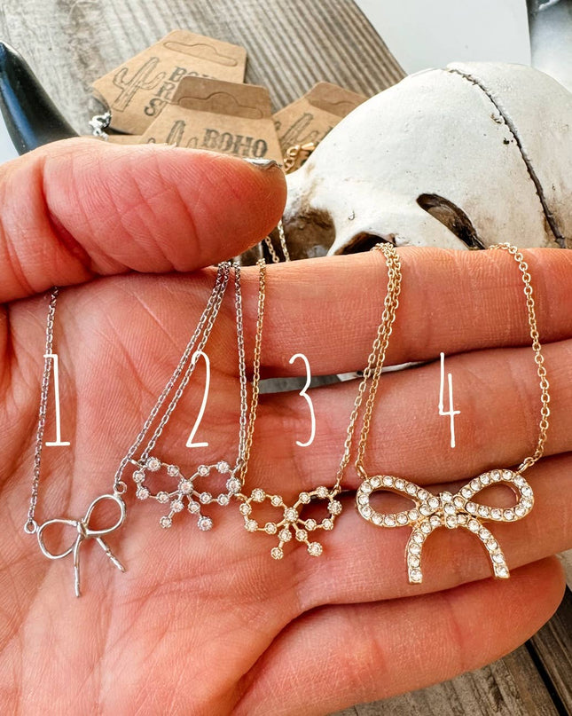 Western Dainty Coquette Bow Necklace