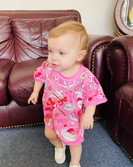 LOVE & sweet valentine's baby girls onesie XCH05011