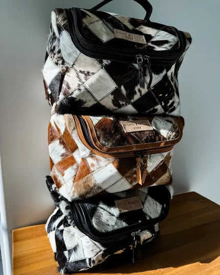 BOHO LUXE TOILETRY bag Genuine Hair On travel storage 