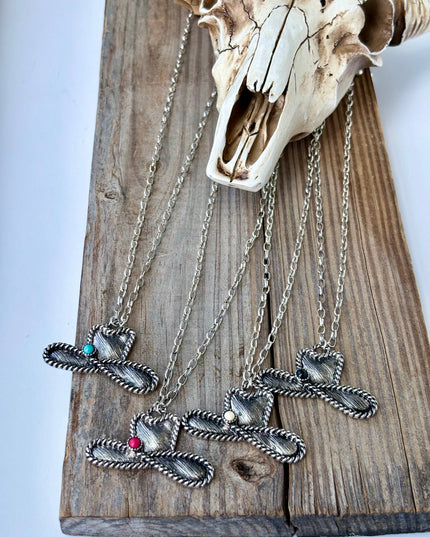 Western Cowboy Hat Stone Pendant Necklace