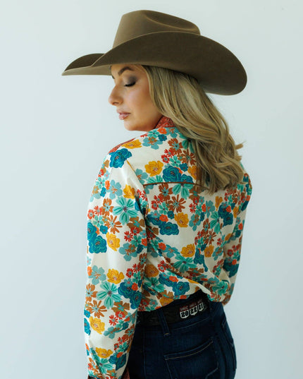 Pearl Snap, Rust Bandana Floral