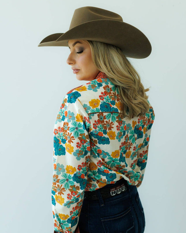 Pearl Snap, Rust Bandana Floral