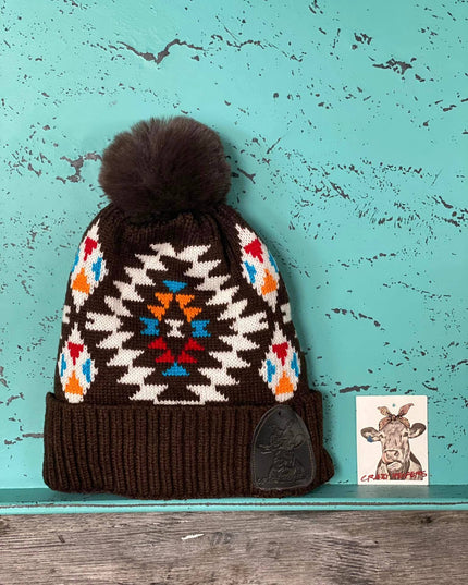 Aztec Pom Beanies