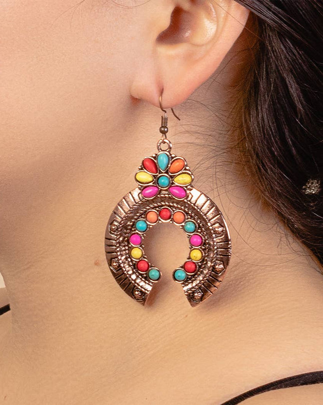 Western Earrings - Turquoise Stone Details