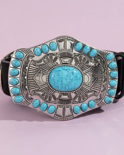 Western Turquoise Concho Buckle Belt