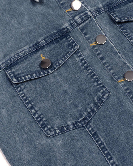 Western Retro Sleeveless Belted Denim Dress