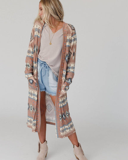Santa Fe Rose Duster Cardigan - Multi