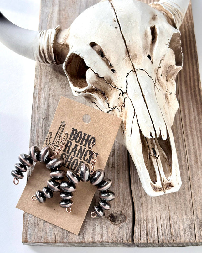 Western Style Flat Navajo Pearl Drop Dangle Earrings