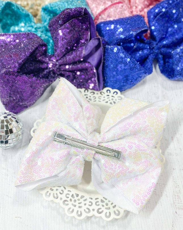 Sequin Texas Size Hair Bows - Alligator Clip - 6.5"