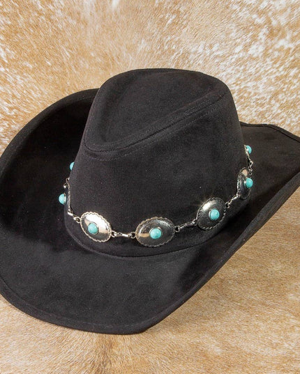 Turquoise Western Concho Chain Cowboy Hat