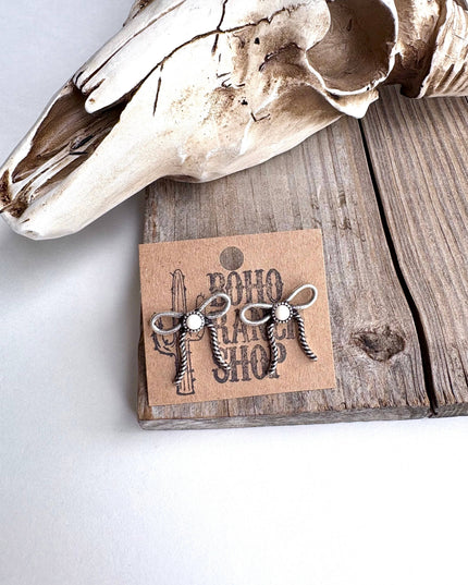Western Coquette Bow Stone Stud Earrings