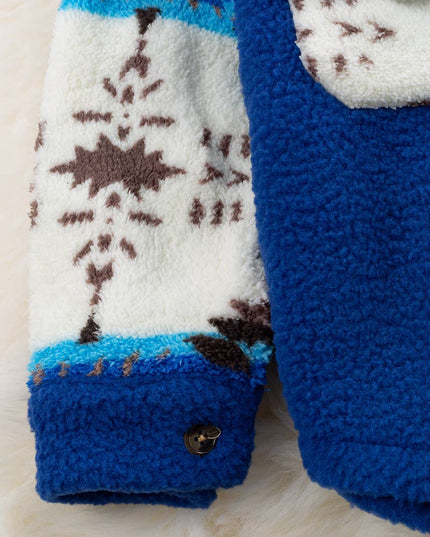 ROYAL BLUE BUTTON UP SHERPA SHACKET. TPG60153005SOL