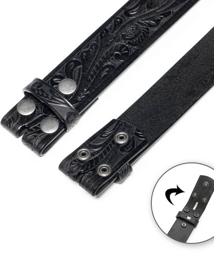 Genuine Leather Men's Belt with Snap-On Strap without Buckle