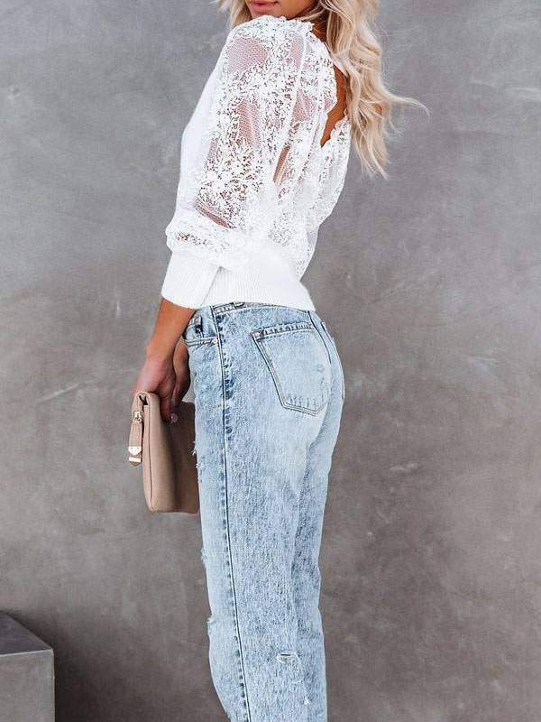 Vneck long puff sleeves polyester summer t shirt