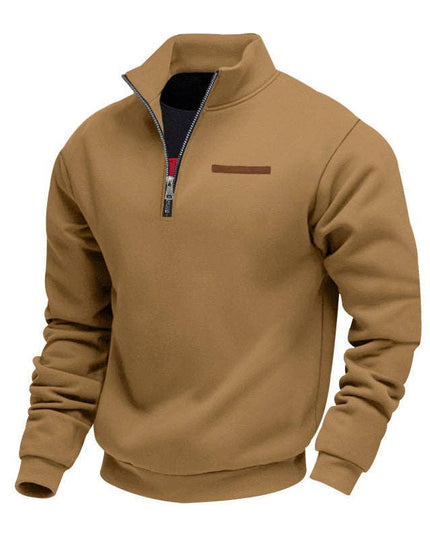 Half Zipper Loose Stand Collar Men Pullover Hoodie