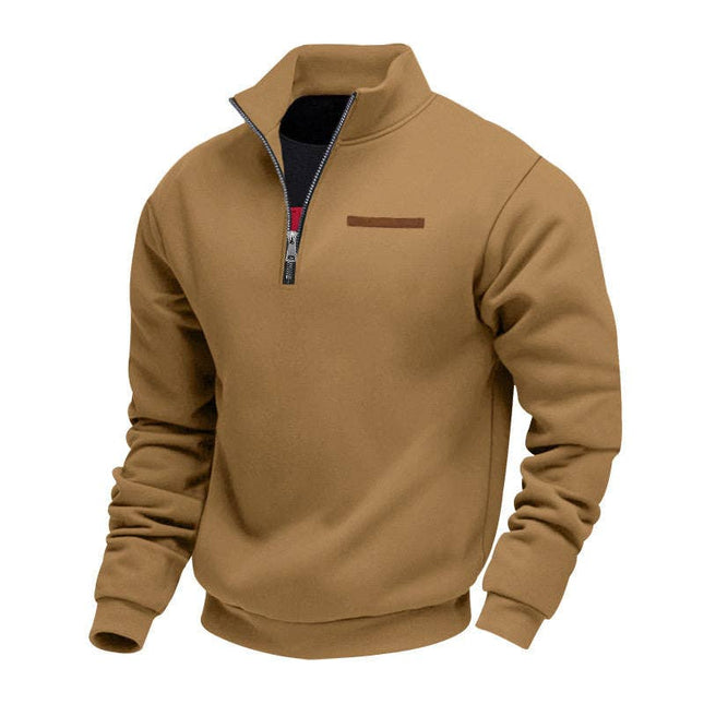 Half Zipper Loose Stand Collar Men Pullover Hoodie