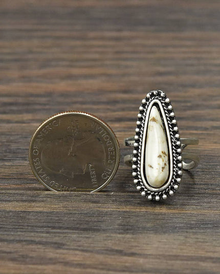 750264, 1.2" Western White Turquoise Adjustable Ring