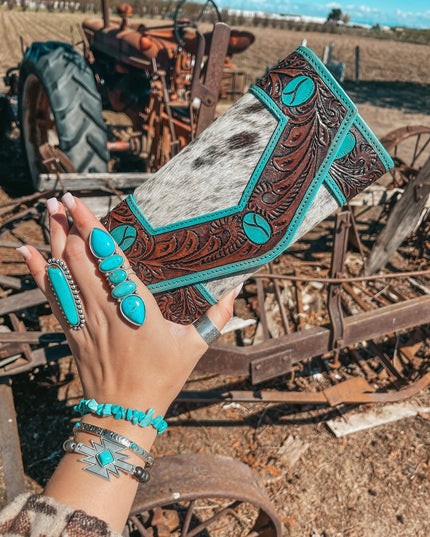 Turquoise Vibes Cowhide Wallet a Haute Southern Hyde