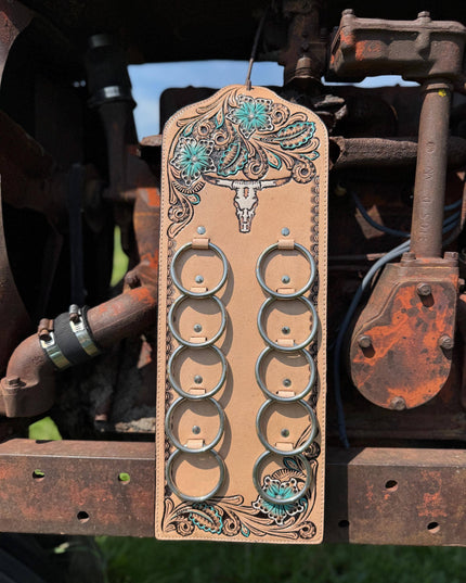 Genuine Western Tooled Leather Wild Rag Scarf Display Holder Keeper a Double B Wild Rags Exclusive
