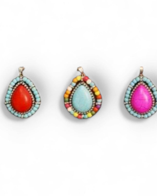 Seeded And Beaded Western Love Teardrop Chain Necklace