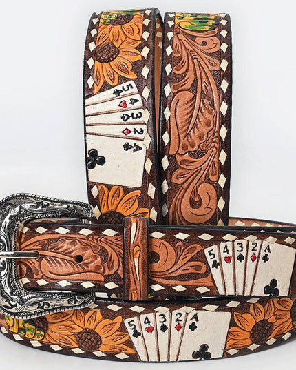 Hand Tooled Genuine American Leather Belt Men and Women