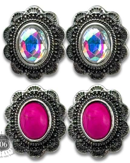 Western mini concho post earring