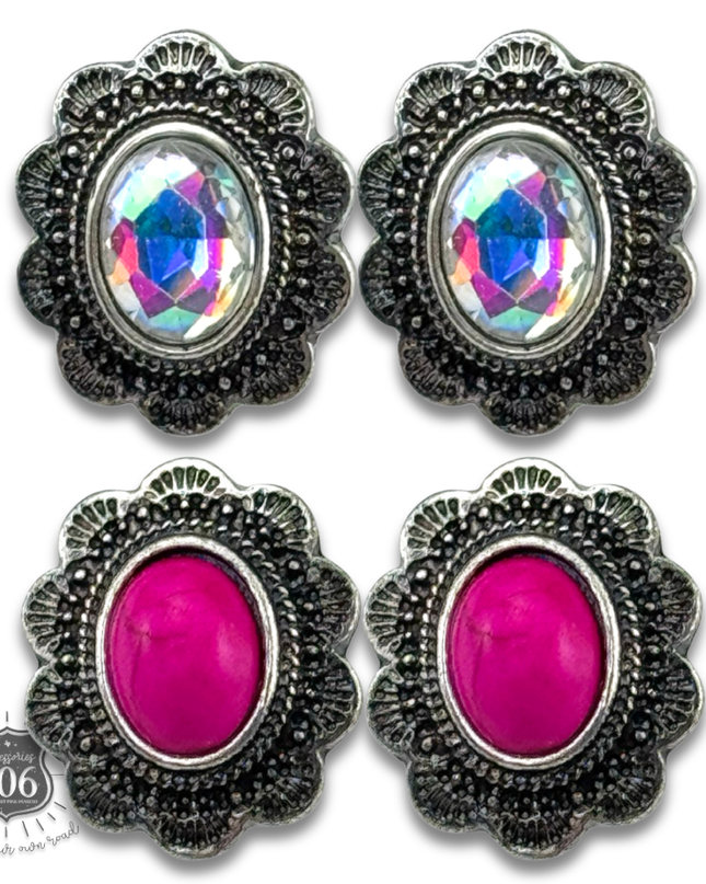 Western mini concho post earring