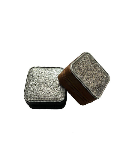 WESTERN ETCHED METAL PLATE JEWELRY BOX