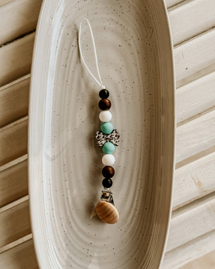 Cow Print Bow Pacifier Holder