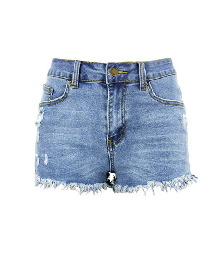 Luvamia Women's High-Rise Denim Raw Hem Ripped Shorts